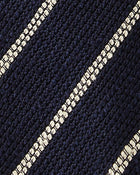 Viola Milano Multi Stripe Woven Grenadine Shantung Tie / Navy & White