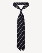 Viola Milano Multi Stripe Woven Grenadine Shantung Tie / Navy & White