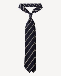 Viola Milano Multi Stripe Woven Grenadine Shantung Tie / Navy & White