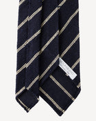 Viola Milano Multi Stripe Woven Grenadine Shantung Tie / Navy & White