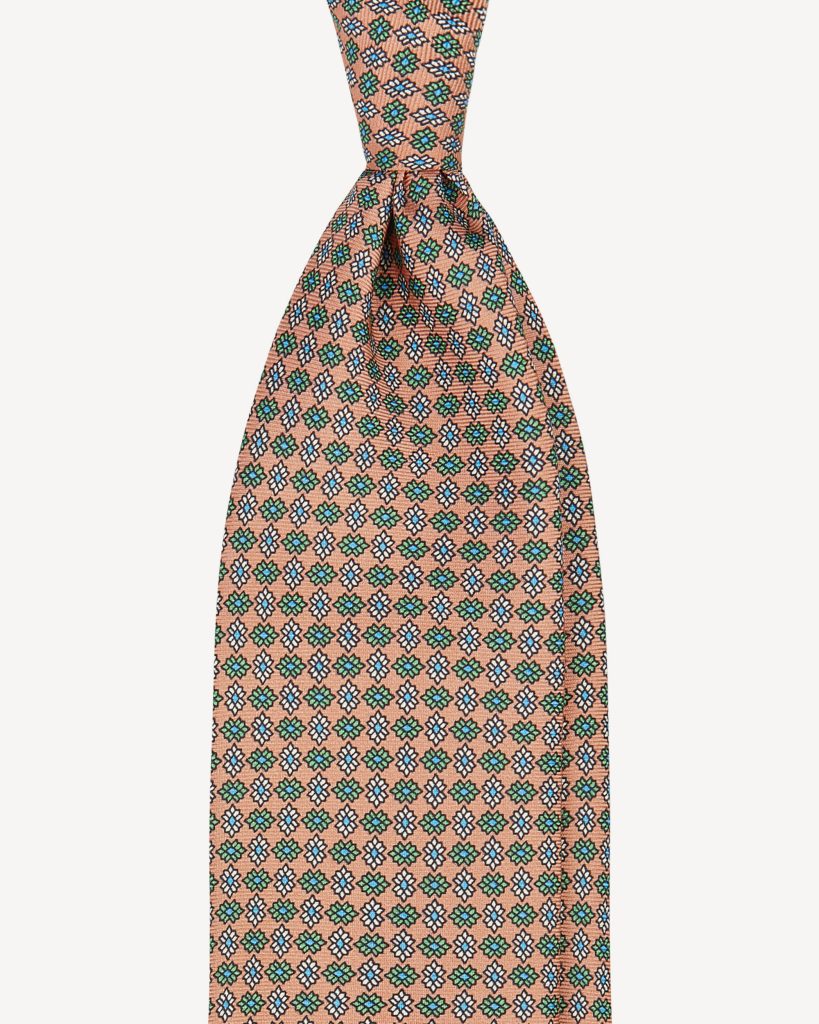 Viola Milano Mystix Floral Selftipped Silk Tie / Sand