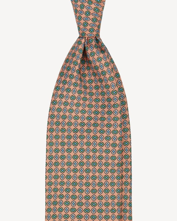 Viola Milano Mystix Floral Selftipped Silk Tie / Sand