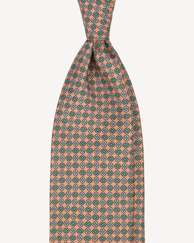Viola Milano Mystix Floral Selftipped Silk Tie / Sand