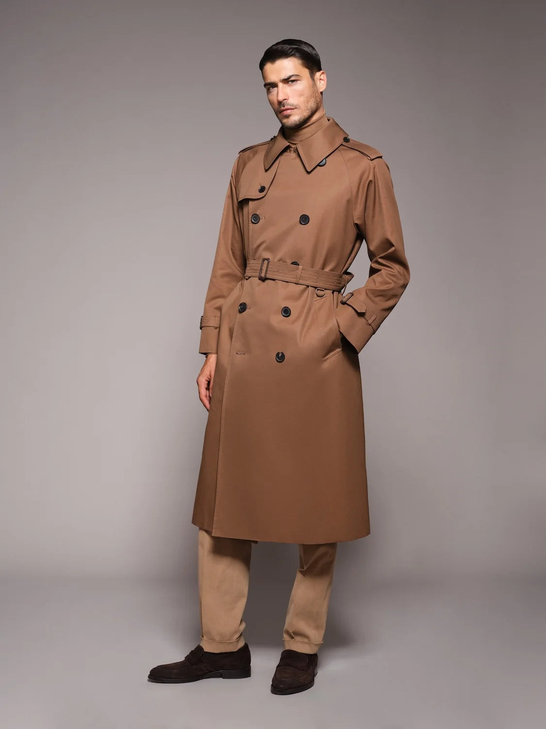 Caruso x Sanyocoat Double-Breasted Trench Coat / Beige