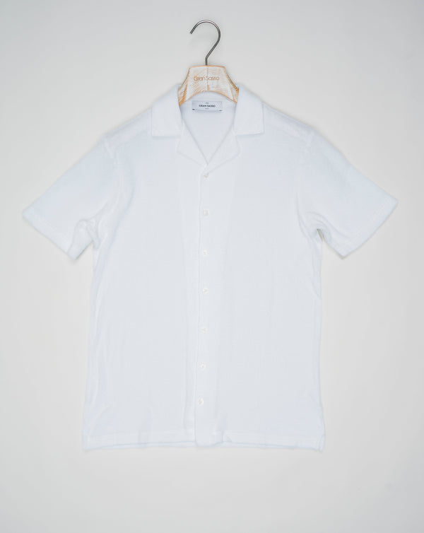 Gran Sasso Sponge Camp Collar Shirt / White