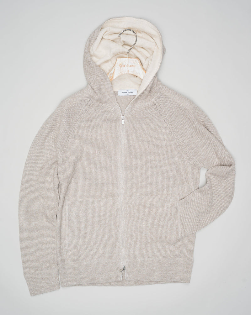 <div> <div> <p>Introducing our Gran Sasso Hoodie - a playful blend of linen and cotton, perfect for breezy days. With a full-zip design, it's incredibly versatile and effortless to style. Stay cool and comfortable while looking effortlessly stylish in this quirky, hooded design.</p> </div> </div> <ul> <li>Composition: 68% Linen 32% Cotton</li> <li>Color: 112 / Light Taupe</li> <li>Article: 23181 / 18648</li> <li>Made in Italy</li> </ul>