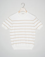 <ul> <li>Composition: 100% Organic Cotton</li> <li>Color: 005 / Off White &amp; Beige</li> <li>Article: 57151 / 18030</li> <li>Made in Italy</li> </ul> Gran Sasso Striped Cotton T-Shirt / Off White