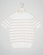 <ul> <li>Composition: 100% Organic Cotton</li> <li>Color: 005 / Off White & Beige</li> <li>Article: 57151 / 18030</li> <li>Made in Italy</li> </ul> Gran Sasso Striped Cotton T-Shirt / Off White