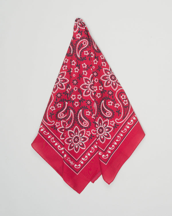 <ul> <li>Composition: 100% Cotton</li> <li>Size: 65cm x 65cm</li> <li>Made in Italy Drake's Cotton Paisley Bandana / Red</li> </ul>