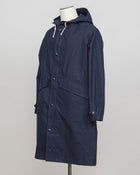 Model: Boston
Article: Strong Wax
Color: 106 / Blue
Main Fabric: 100% Cotton
Coating: Wax
Regular fit
Long parka
Zipper and snap button fastening
Side pockets with flaps
Raglan sleeves
Hood L'Impermeabile Heavy Waxed Long Parka / Navy