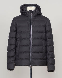 Italian engineering meets Nordic practicality. This Herno down jacket blends wool with premium down insulation for refined warmth without bulk. The clean black silhouette layers effortlessly over suiting or knitwear, making it the essential bridge piece between seasons. Designed for the discerning wearer who refuses to compromise on either form or function. Herno Wool Blend Down Jacket / Black