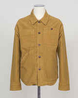 Structured overshirt tailored for layering over knitwear or worn standalone. Durable Italian moleskin fabric with subtle texture and natural drape. Versatile piece for refined casual and smart-casual wardrobes. Tela Genova Moleskin Overshirt / Mustard
