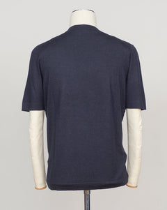 Luxurious blend of wool, cashmere, and silk in a refined navy knit. Gran Sasso's signature lightweight construction offers effortless elegance and breathable comfort. Perfect layered or worn solo for understated sophistication. Gran Sasso Wool Cashmere &amp; Silk T-Shirt / Navy