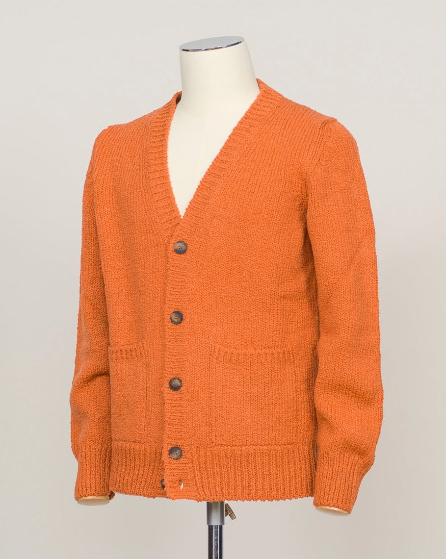 Italian heritage knitwear crafted from pure boiled wool. This cardigan combines warmth with refined simplicity—a versatile layer for any season. Button front, classic fit. Vibrant orange tone adds character to neutral wardrobes. Gran Sasso Boiled Wool Cardigan / Orange