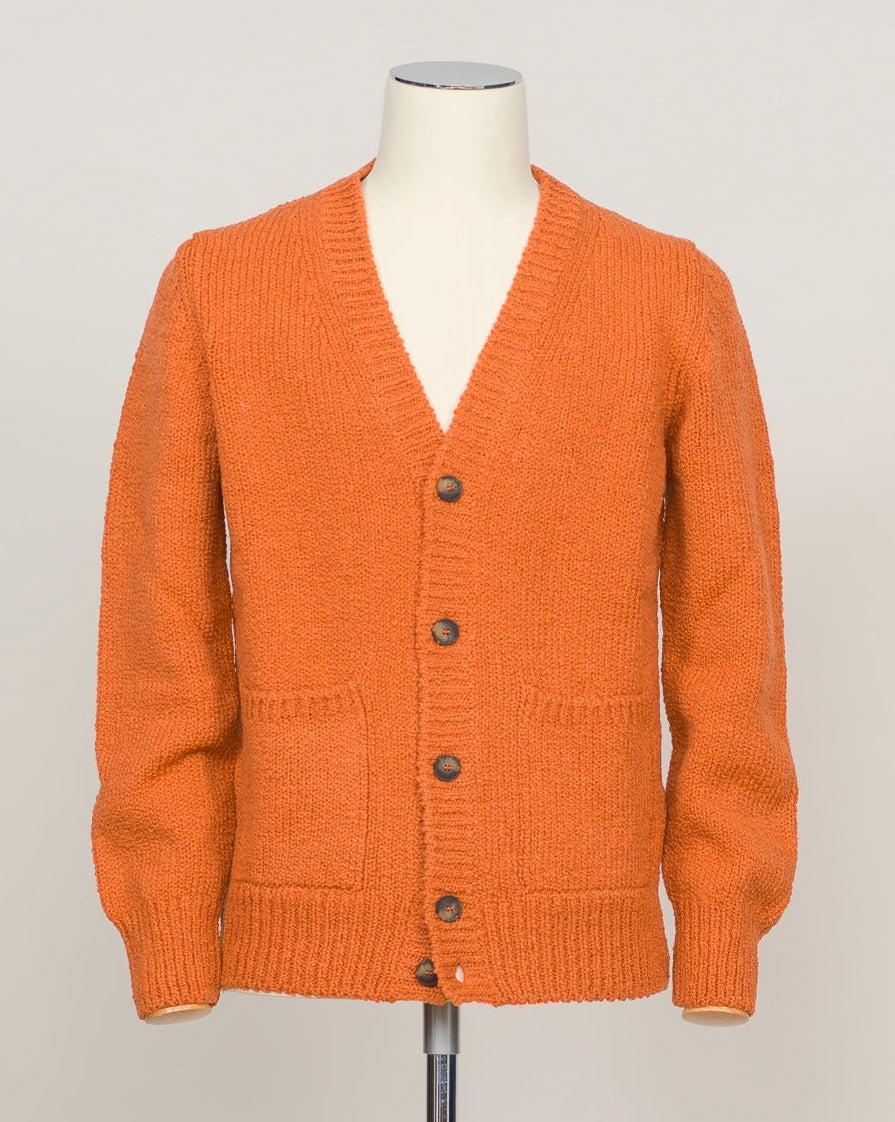 Italian heritage knitwear crafted from pure boiled wool. This cardigan combines warmth with refined simplicity—a versatile layer for any season. Button front, classic fit. Vibrant orange tone adds character to neutral wardrobes. Gran Sasso Boiled Wool Cardigan / Orange