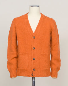 Italian heritage knitwear crafted from pure boiled wool. This cardigan combines warmth with refined simplicity—a versatile layer for any season. Button front, classic fit. Vibrant orange tone adds character to neutral wardrobes. Gran Sasso Boiled Wool Cardigan / Orange