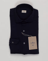 Effortless everyday elegance in a refined cotton and lyocell blend. The Sonrisa jersey shirt offers superior drape and breathability, crafted for comfortable layering or standalone wear. Navy colorway suits classic tailoring across seasons. Sonrisa Cotton &amp; Lyocell Jersey Shirt / Navy