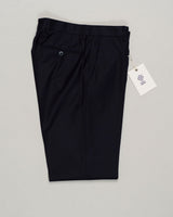 Classic deep navy flannel trousers designed for refined everyday wear. Featuring a patented Comforter waistband for superb comfort and all-day ease. The soft brushed cotton delivers a subtle texture and a reliable drape. Perfect with tailored shirts or casual knitwear, this timeless style transitions seamlessly from the office to the weekend. GTA Moda Flannel Trousers / Navy