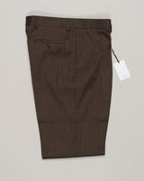 Impeccably tailored pleated trousers in rich brown covert wool. A Caruso signature, cut for refined silhouette and effortless elegance. Premium fabric with subtle texture, designed for versatility across formal and smart-casual occasions. Caruso Pleated Covert Wool Trousers / Brown