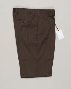 Impeccably tailored pleated trousers in rich brown covert wool. A Caruso signature, cut for refined silhouette and effortless elegance. Premium fabric with subtle texture, designed for versatility across formal and smart-casual occasions. Caruso Pleated Covert Wool Trousers / Brown