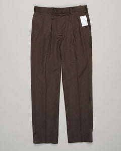 Impeccably tailored pleated trousers in rich brown covert wool. A Caruso signature, cut for refined silhouette and effortless elegance. Premium fabric with subtle texture, designed for versatility across formal and smart-casual occasions. Caruso Pleated Covert Wool Trousers / Brown
