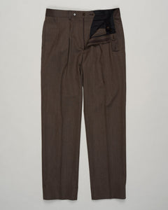 Impeccably tailored pleated trousers in rich brown covert wool. A Caruso signature, cut for refined silhouette and effortless elegance. Premium fabric with subtle texture, designed for versatility across formal and smart-casual occasions. Caruso Pleated Covert Wool Trousers / Brown