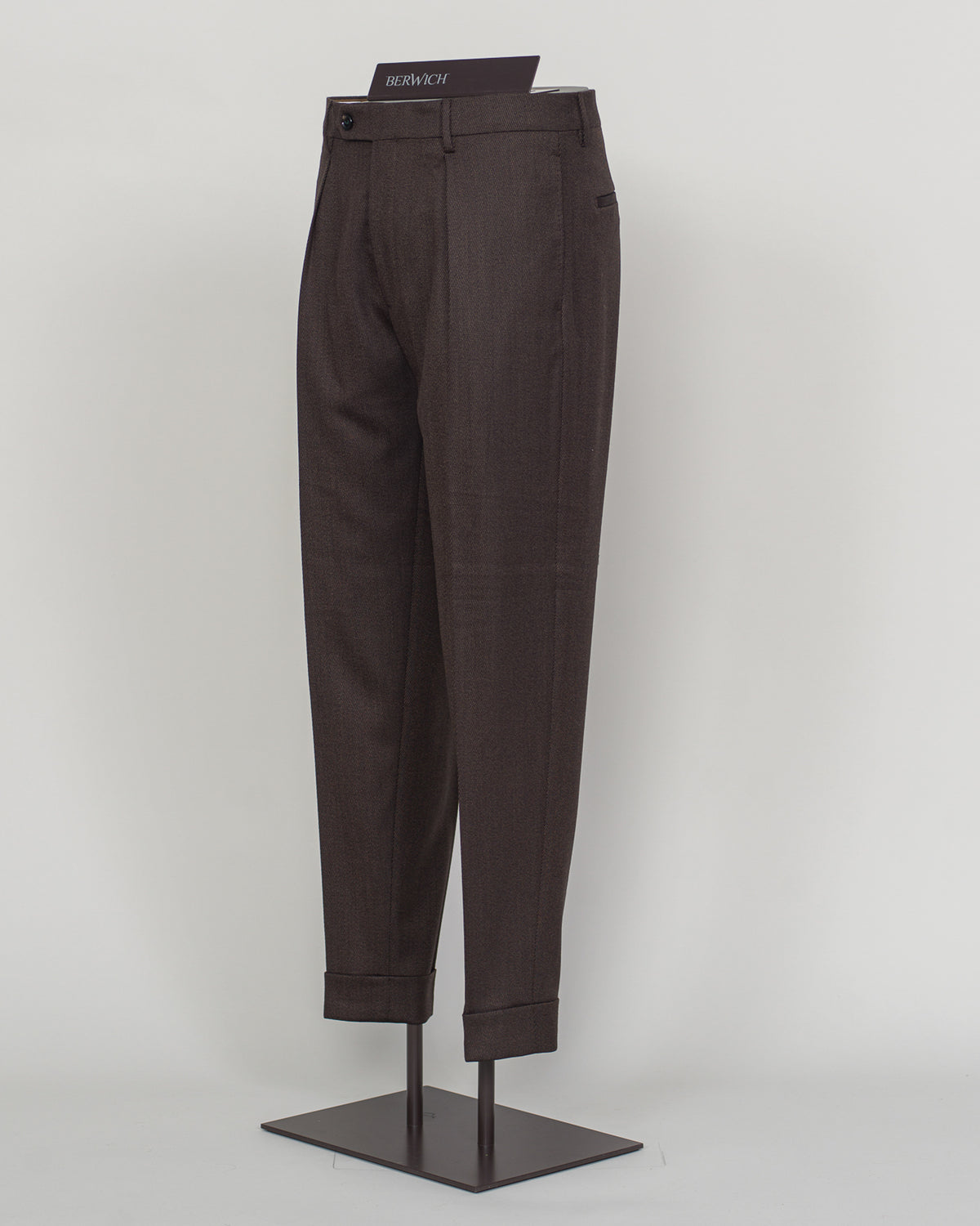 Berwich Chiaia Long Wool Covert Trousers / Brown