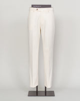 Understated elegance meets everyday comfort in these Berwich brushed cotton chinos. Crafted from soft, refined cotton with a subtle nap finish, they drape with a relaxed sophistication ideal for both casual weekends and smart-casual occasions. The clean white colorway pairs effortlessly with any palette. Cut for a modern fit that honors traditional tailoring principles, these chinos deliver the versatility and quality that define Berwich's Italian heritage.
