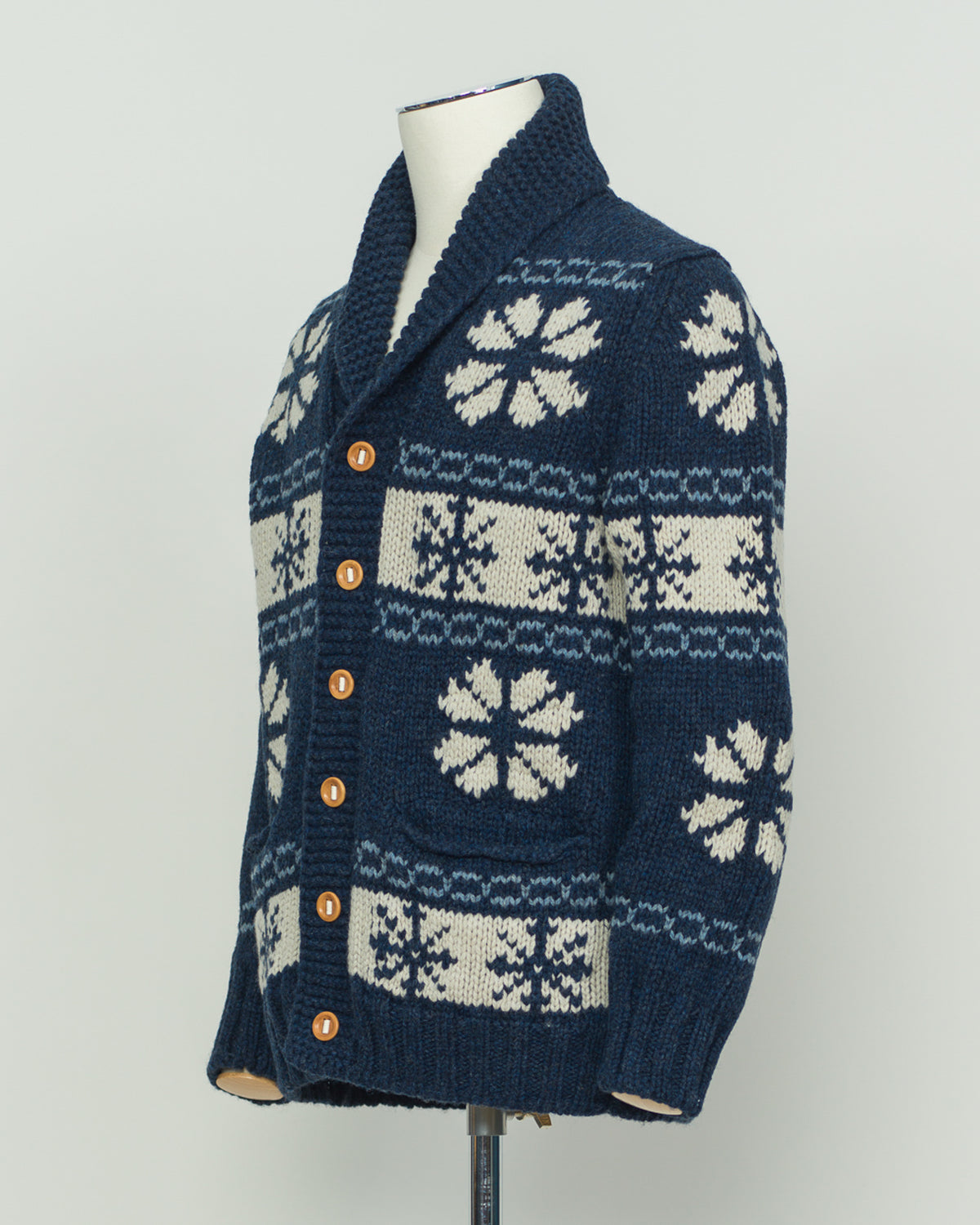 G.R.P. Firenze Casa Isaac Patterned Heavy Cardigan / Indigo Blue