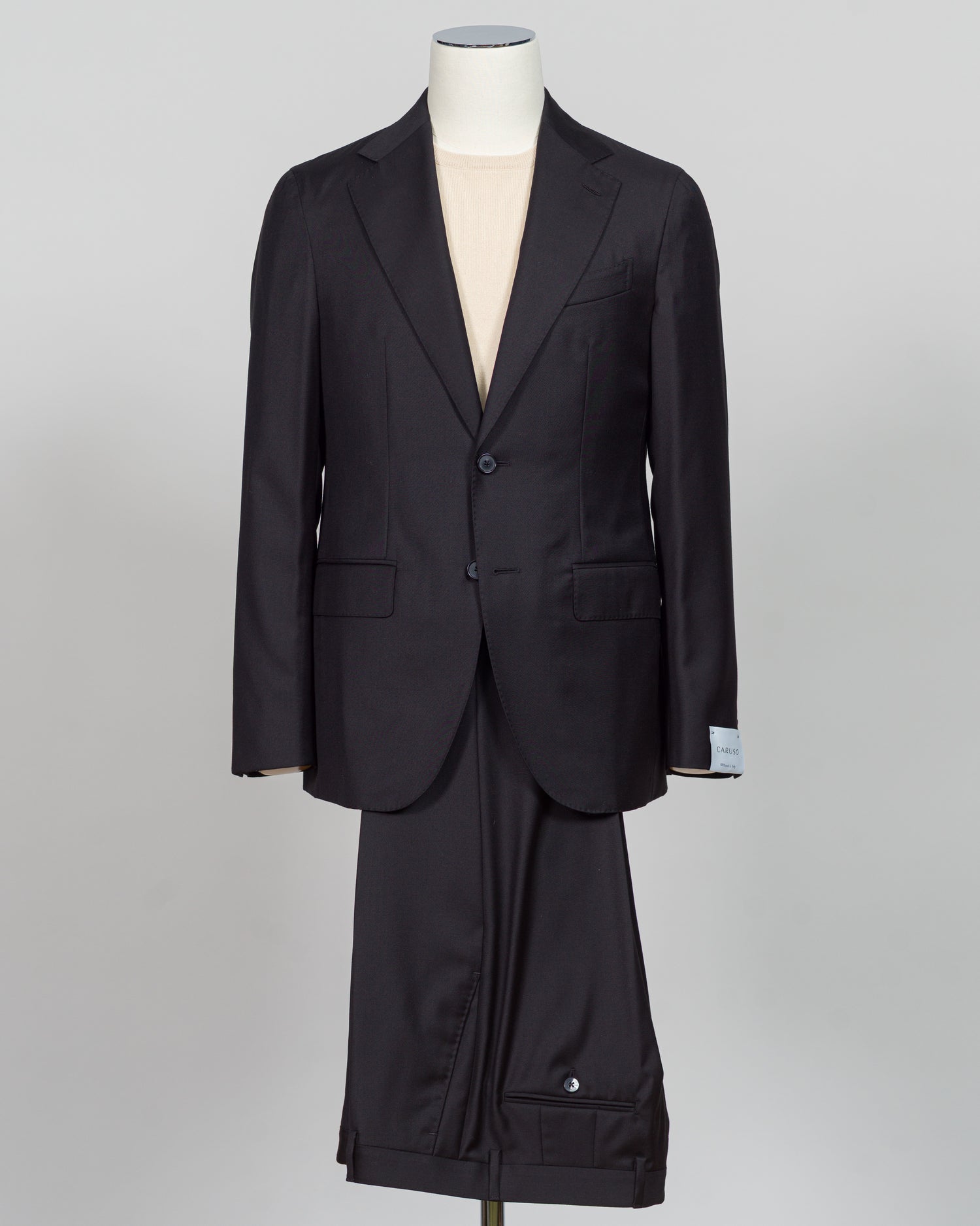 Caruso Super 130's Wool Suit / Black
