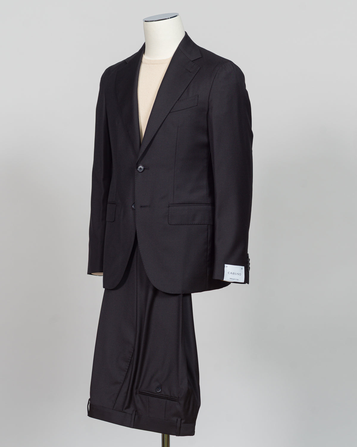 Caruso Super 130's Wool Suit / Black