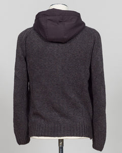 Luxurious bouclé hoodie in rich brown. Full-zip construction with a soft, textured knit that defines effortless sophistication. Perfect for layering or standalone wear. Italian craftsmanship meets contemporary comfort—a premium essential for the discerning wardrobe. Gran Sasso Full-Zip Bouclé Hoodie / Brown