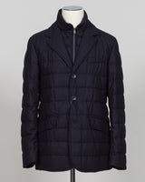 Herno Wool Blend Quilted Down Jacket / Navy