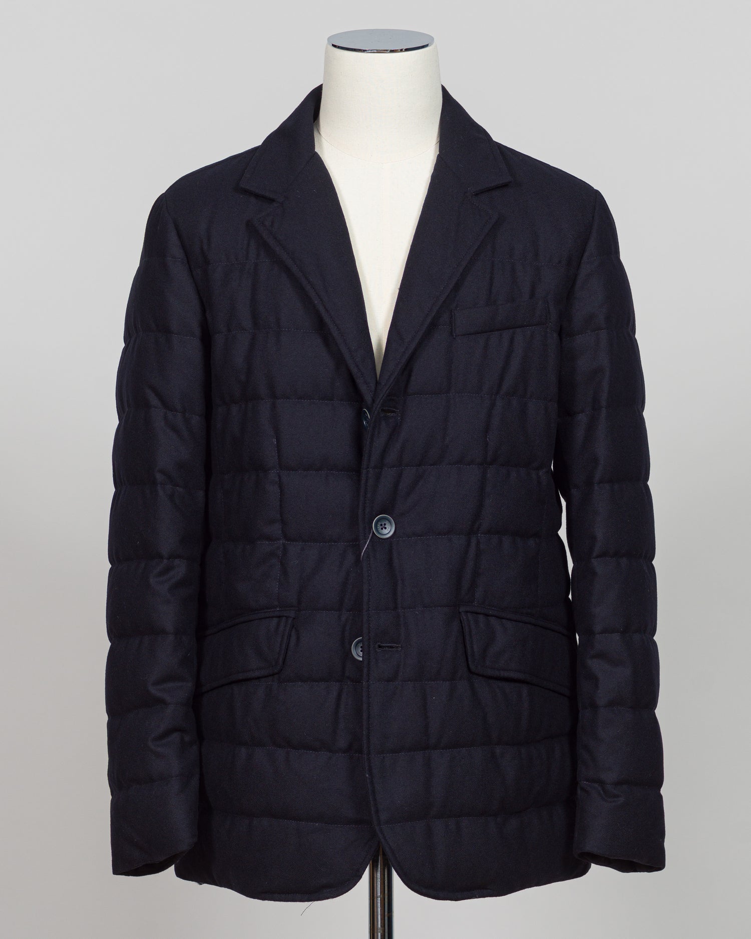 Herno Wool Blend Quilted Down Jacket / Navy