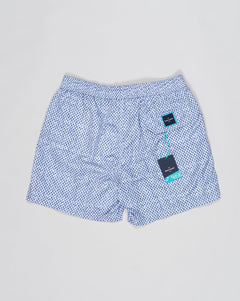 Composition: 100% Recycled Microfiber
Color: 598 / Navy
Article: 90102 / 44800
Model: Costume da bagno
Made in Italy Gran Sasso Pattern Swim Shorts / White &amp; Blue