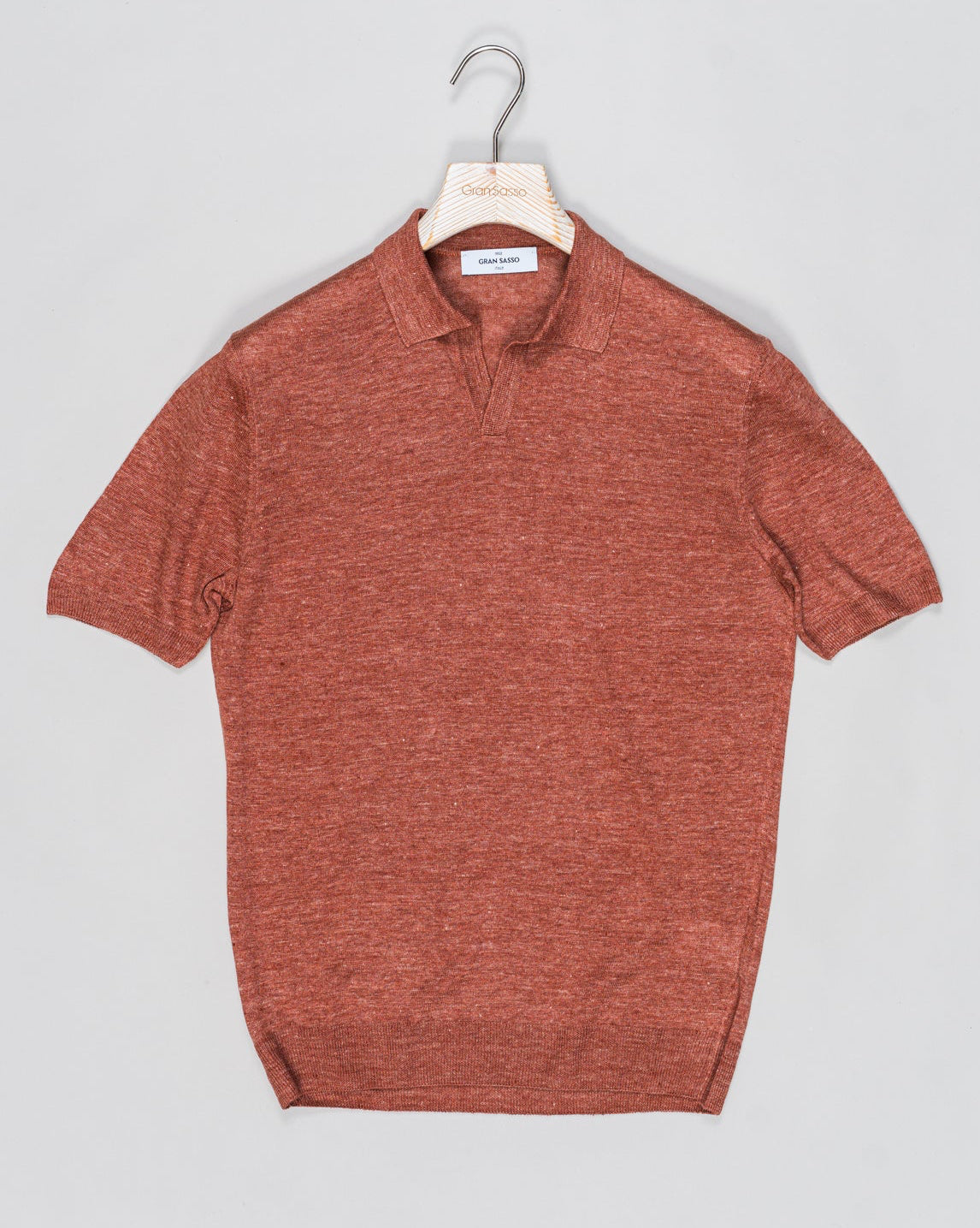 Gran Sasso Linen Capri Collar Shirt / Rust