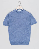 Composition: 100% Linen
Color: 530 / Light Blue
Article: 57177 / 24801
Model: Paricollo M/M
Made in Italy Gran Sasso Knitted Linen T-Shirt / Light Blue