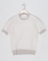 Composition: 68% Linen 32% Cotton
Color: 112 / Beige &amp; White
Article: 57193 / 18669
Model: Paricollo M/M
Made in Italy Gran Sasso Striped T-Shirt / Beige &amp; White