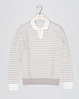 57150/18669
Col. 112 Beige &amp; White&nbsp;
68% Linen 32% Cotton
Made in Italy Gran Sasso Striped Polo Shirt / &nbsp;Beige &amp; White