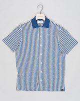 Composition: 86% Cotton 14% Polyester
Color: 550 / Blue &amp; White
Article: 60117 / 65202
Model: Camicia M/M
Made in Italy Gran Sasso Striped Resort Shirt / Blue &amp; White