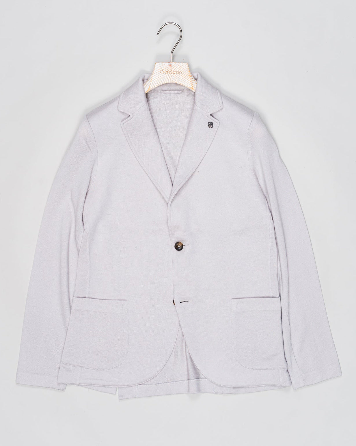 Composition: 100% Virgin Wool
Color: 051 / Light Grey
Article: 57156 / 14512
Model: Giacca M/L
Made in Italy Gran Sasso Knitted Wool Blazer / Light Grey