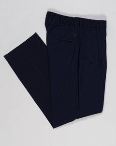 Elastic with drawstring waist
Zip and snap button fastening
Slanted pockets
Back pocket with snap button
Article: PT000183U 33484
Color: 9200 / Navy
Made in Republic of Moldova Herno Wool &amp; Nylon Stretch Trousers / Navy