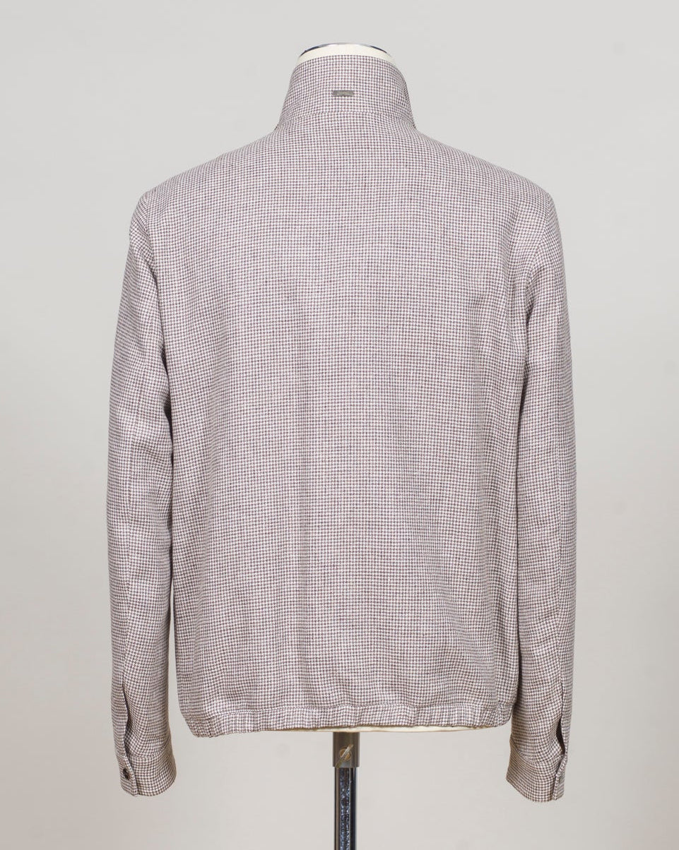 Composition: 57% Linen 27% Polyamide 16% Cotton
Article: GI000633U 17154
Color: 8600 / Light Brown
Made in Italy Herno Puppytooth Bomber Jacket / Light Brown