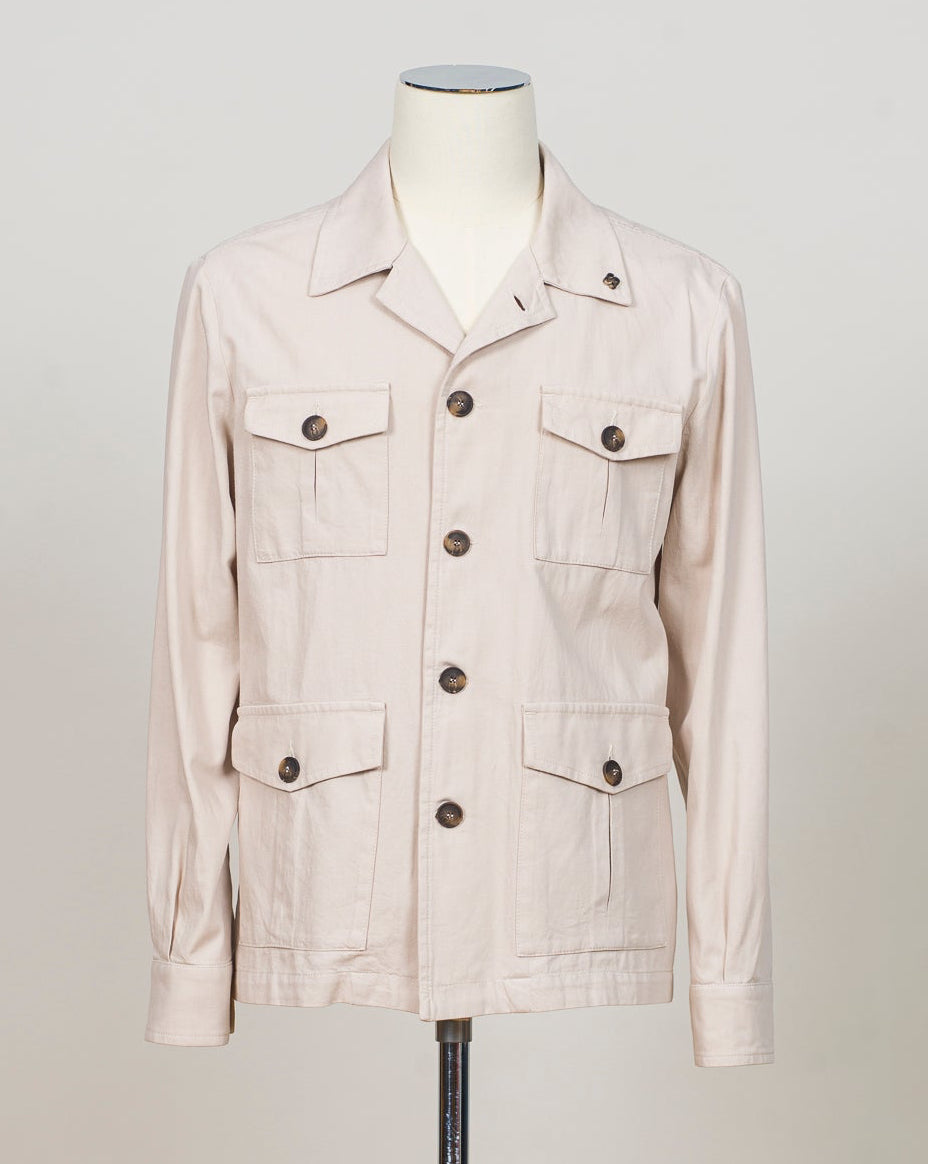 Model: 78110/56100
Material: 100% Cotton
Color: 012 Light Beige
Made in Italy Gran Sasso Cotton Twill Overshirt / Light Beige