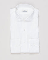 Composition: 100% Cotton
Mother of pearl buttons
Article: 7613 020
Model: Regentsoft
Color: Beige &amp; White
Made in Italy Alessandro Gherardi Narrow Stripe Cotton Shirt / Beige &amp; White
