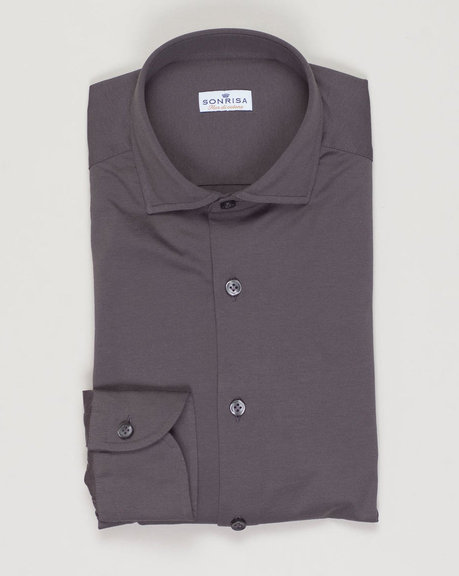 Composition: 100% Cotton
Article: J133
Model: FJ17
Collar: B878
Color: Dark brown / 03
Made in Italy Sonrisa Cotton Jersey Shirt / Dark Brown