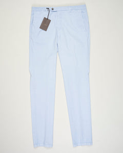 Flat front
Garment Dyed
Front pockets: slanted
Back pocket left: welt, right: welt with button
Hemming: plain (chinos)
Article: ts0001x
Color: LT Azzurro 75
Model: vulcano23-GD
Composition: 98% Cotton 2%Elastan
Made in Martina Franca, Italy Berwich Garment Dyed Cotton Chinos / Light Azzurro