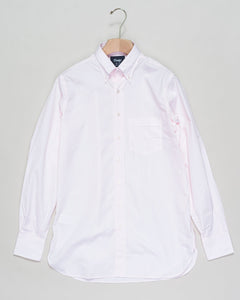 Drake's Narrow Stripe Button-Down Poplin Shirt / Pink