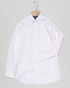 Drake's Narrow Stripe Button-Down Poplin Shirt / Pink