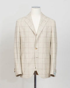 Modello: Sorrento
Unconstructed
Half lined
Composition: 100% Virgin Wool
Article: G55943'
Col. Light Beige&nbsp;
Made in Napoli, Italy
Luigi Borrelli Windowpane Jacket / Light Beige